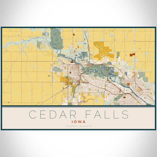 Cedar Falls - Iowa Map Print in Woodblock