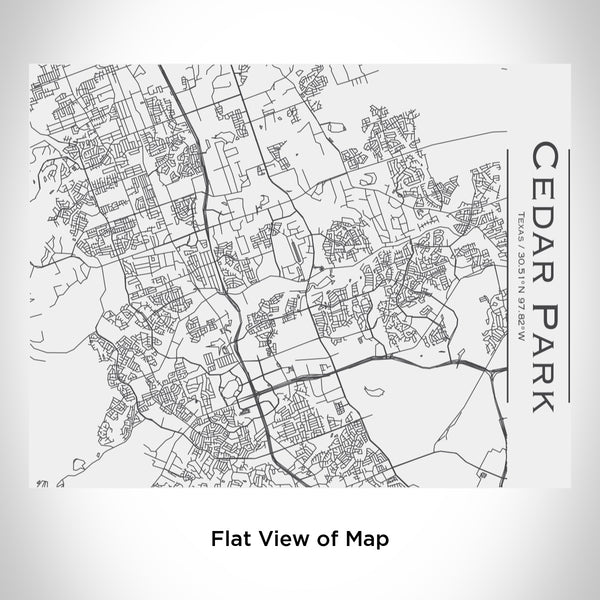 Rendered View of Cedar Park Texas Map Engraving on 20oz Stainless Steel Insulated Bottle with Bamboo Top in White
