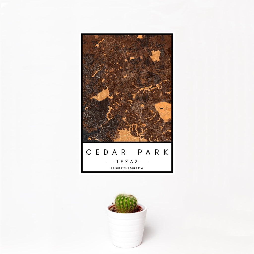 Cedar Park - Texas Map Print in Ember