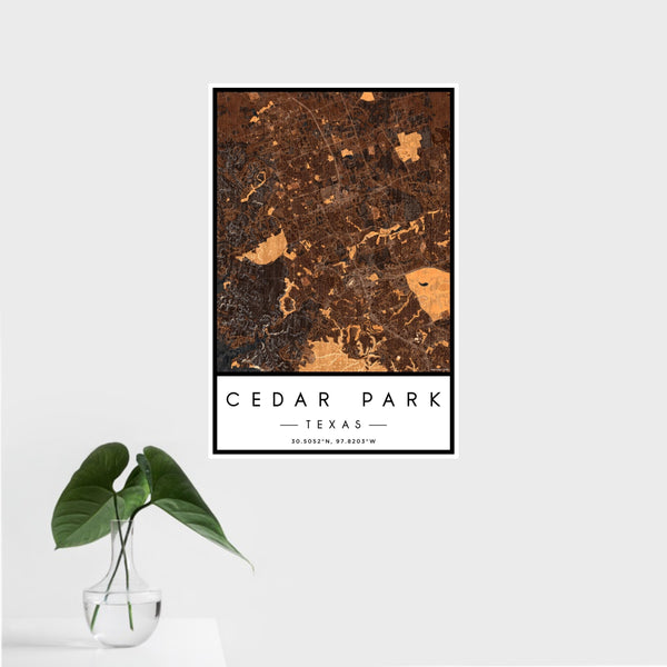 Cedar Park - Texas Map Print in Ember
