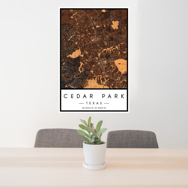 Cedar Park - Texas Map Print in Ember