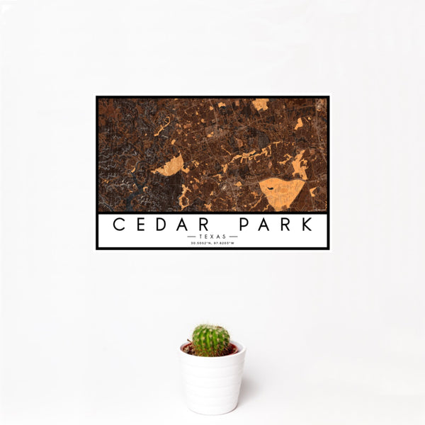 Cedar Park - Texas Map Print in Ember