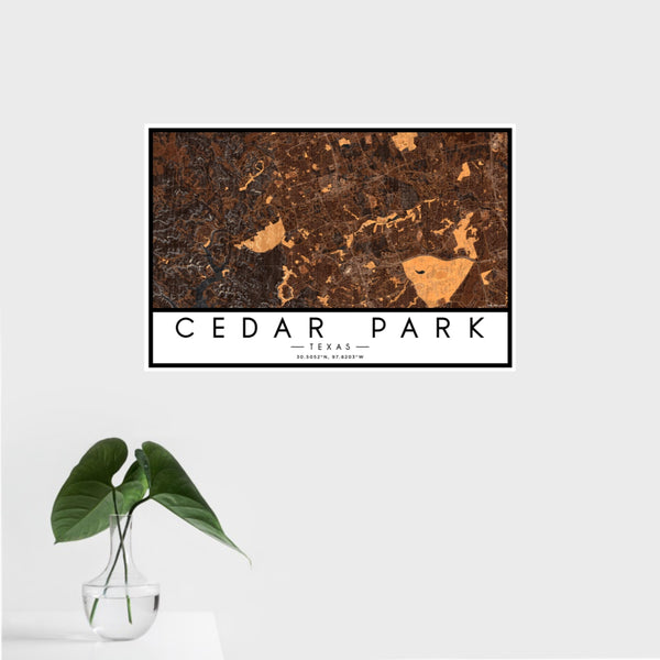 Cedar Park - Texas Map Print in Ember
