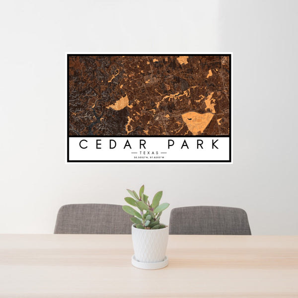 Cedar Park - Texas Map Print in Ember