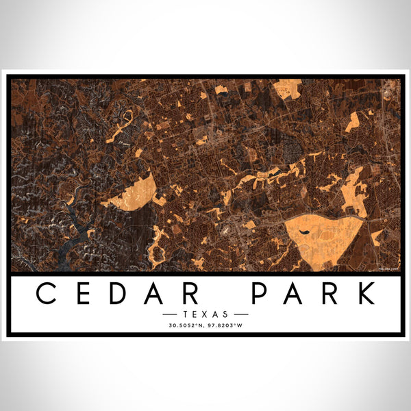 Cedar Park - Texas Map Print in Ember