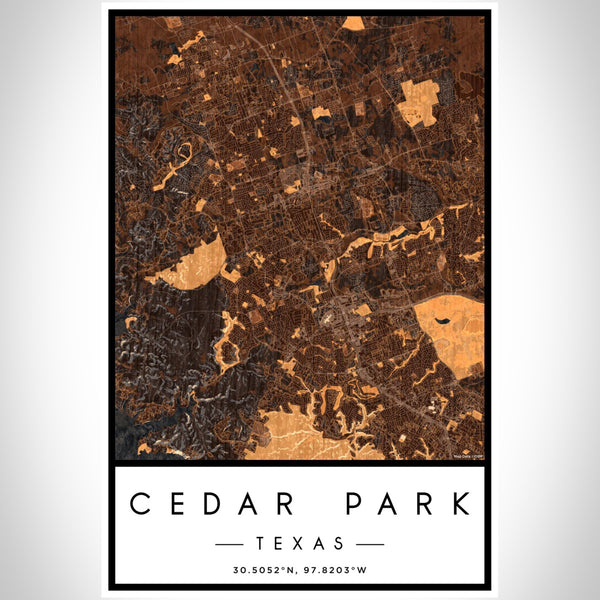 Cedar Park - Texas Map Print in Ember