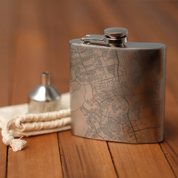 Cedar Park - Texas Map Hip Flask