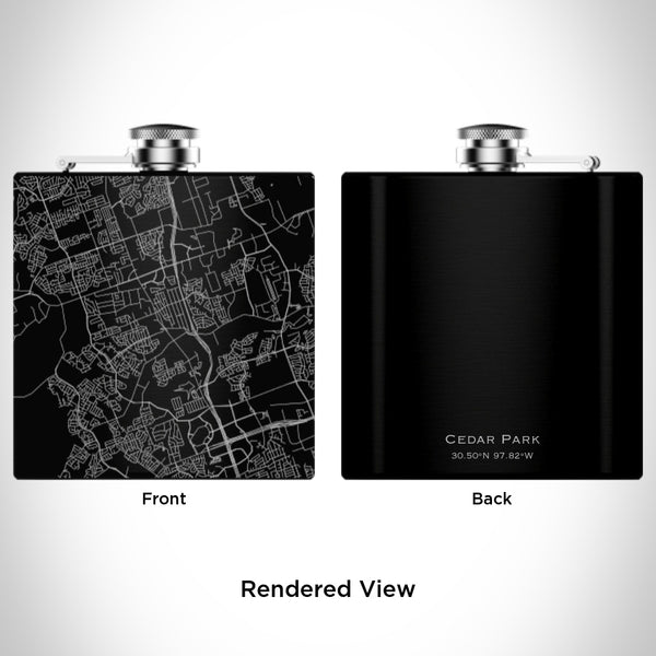 Cedar Park - Texas Map Hip Flask in Matte Black