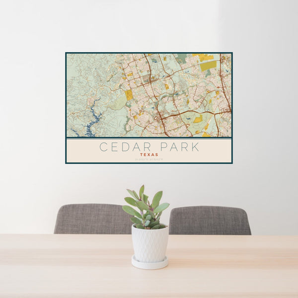 Cedar Park - Texas Map Print in Woodblock