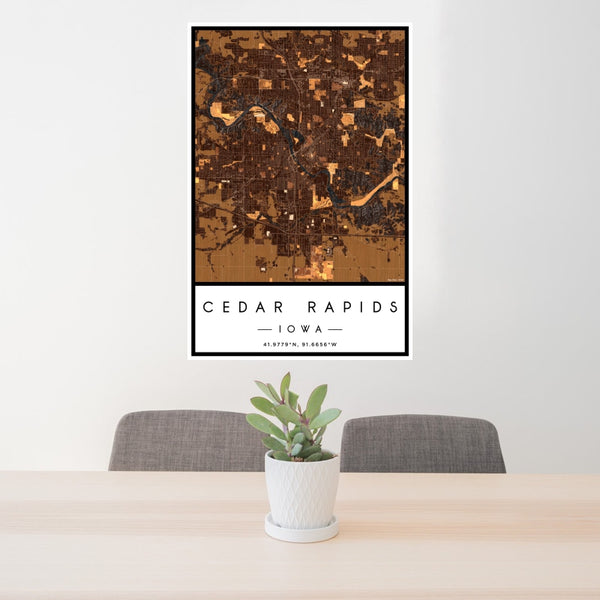 Cedar Rapids - Iowa Map Print in Ember