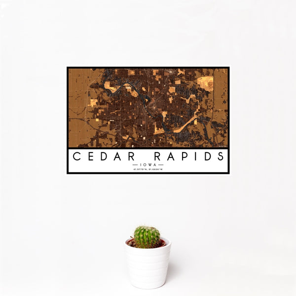Cedar Rapids - Iowa Map Print in Ember