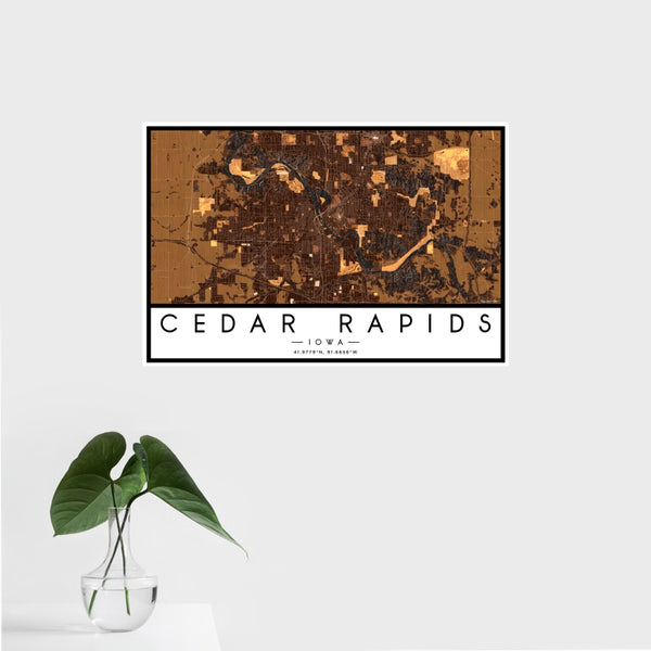 Cedar Rapids - Iowa Map Print in Ember