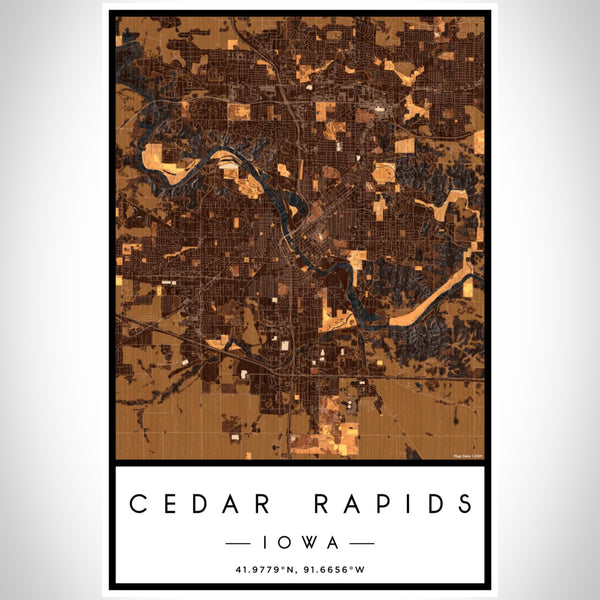 Cedar Rapids - Iowa Map Print in Ember