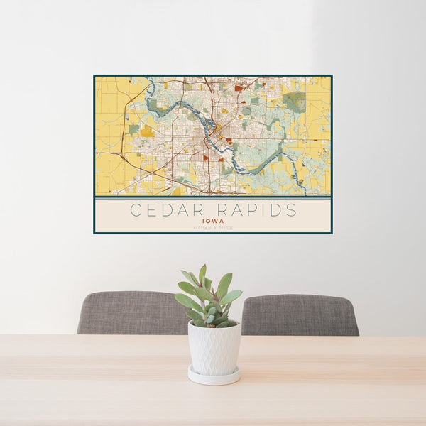 Cedar Rapids - Iowa Map Print in Woodblock