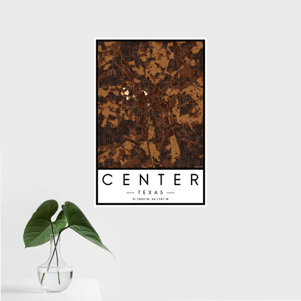 Center - Texas Map Print in Ember