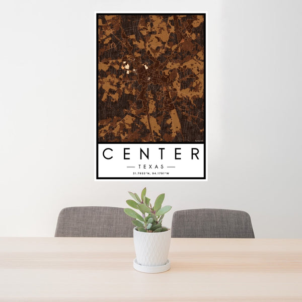 Center - Texas Map Print in Ember