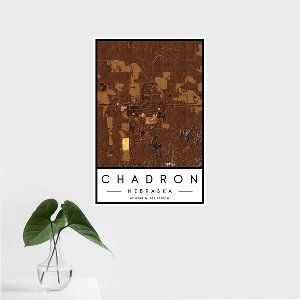 Chadron - Nebraska Map Print in Ember