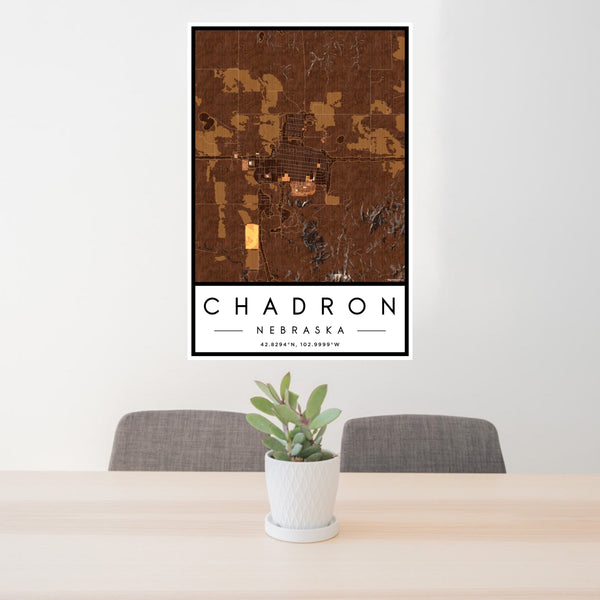 Chadron - Nebraska Map Print in Ember