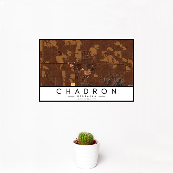 Chadron - Nebraska Map Print in Ember