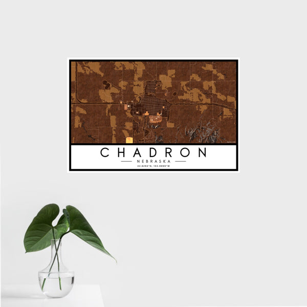 Chadron - Nebraska Map Print in Ember