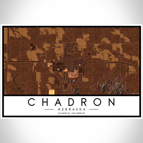 Chadron - Nebraska Map Print in Ember