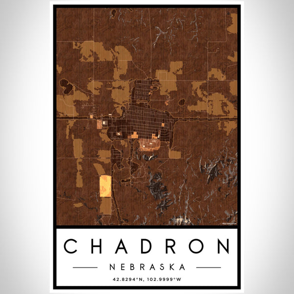 Chadron - Nebraska Map Print in Ember