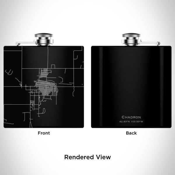 Chadron - Nebraska Map Hip Flask in Matte Black