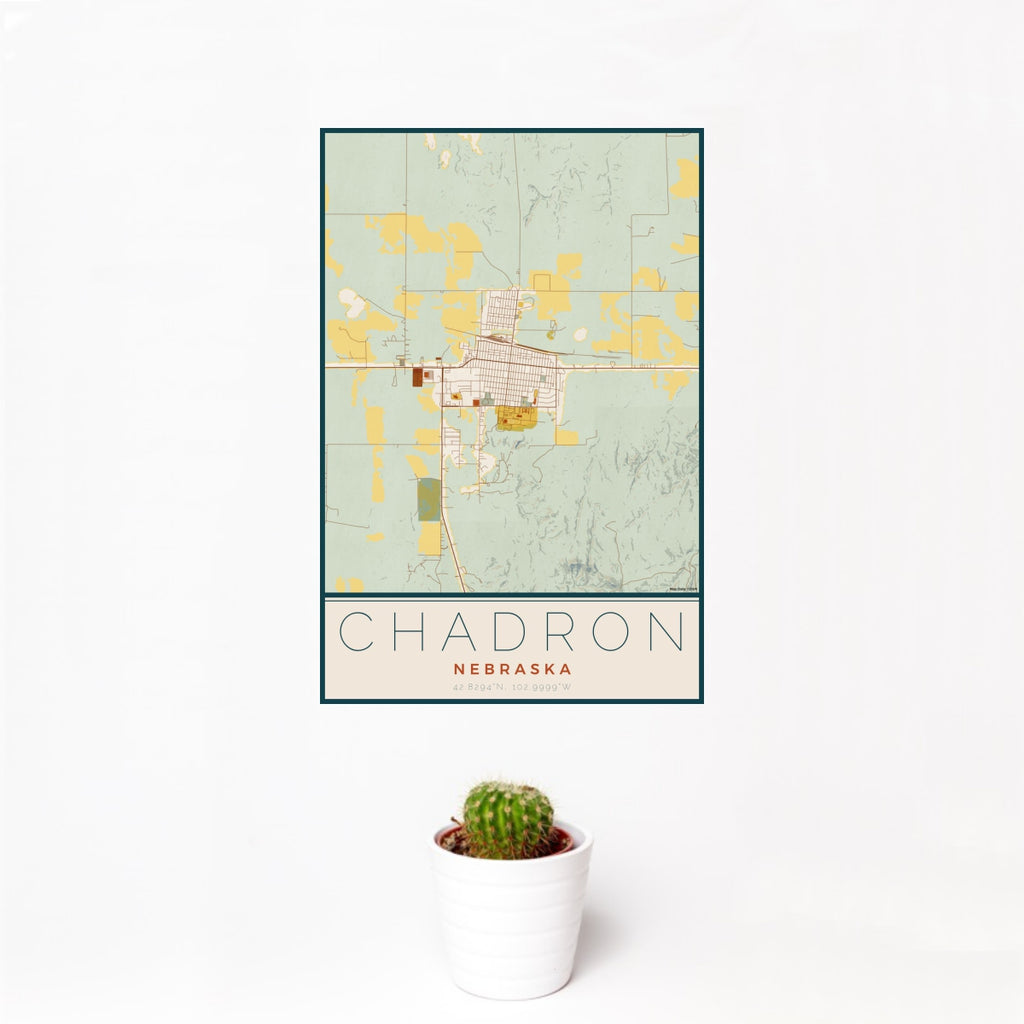 Chadron - Nebraska Map Print in Woodblock