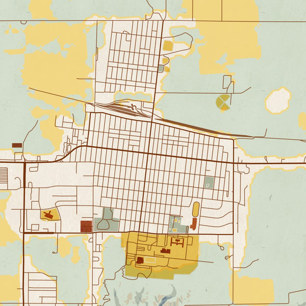 Chadron - Nebraska Map Print in Woodblock