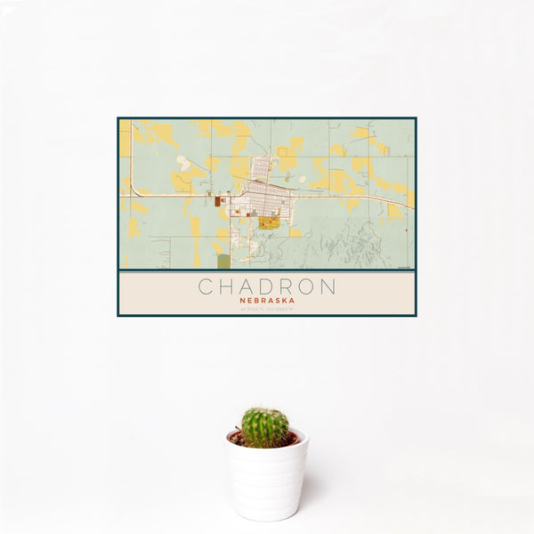 Chadron - Nebraska Map Print in Woodblock