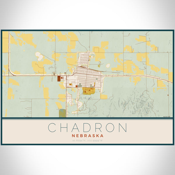 Chadron - Nebraska Map Print in Woodblock