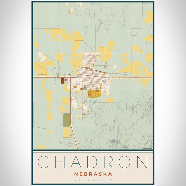 Chadron - Nebraska Map Print in Woodblock