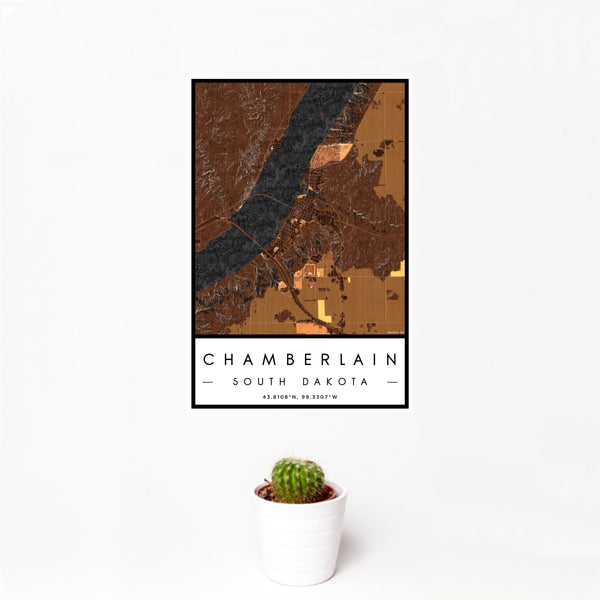 Chamberlain - South Dakota Map Print in Ember