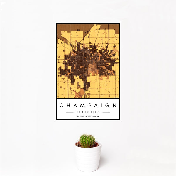 Champaign - Illinois Map Print in Ember