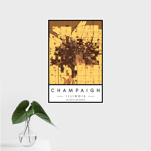 Champaign - Illinois Map Print in Ember