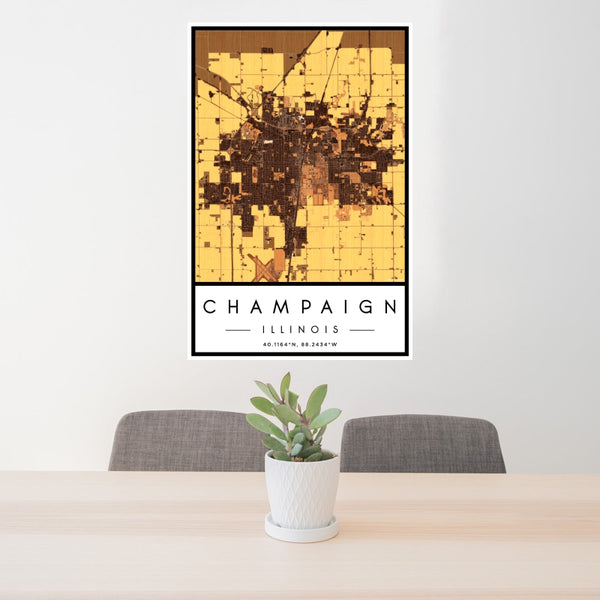 Champaign - Illinois Map Print in Ember