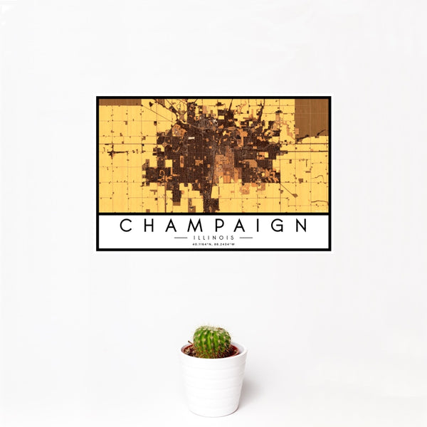 Champaign - Illinois Map Print in Ember