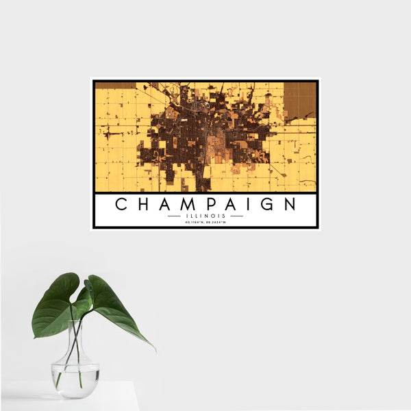 Champaign - Illinois Map Print in Ember