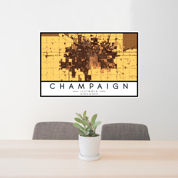 Champaign - Illinois Map Print in Ember