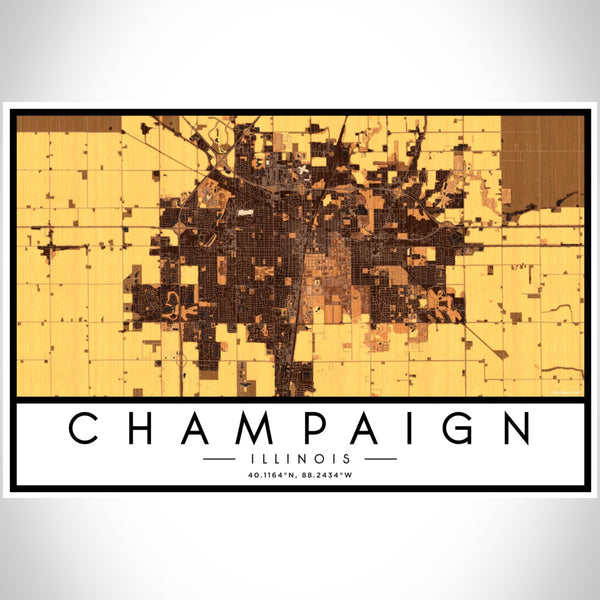 Champaign - Illinois Map Print in Ember