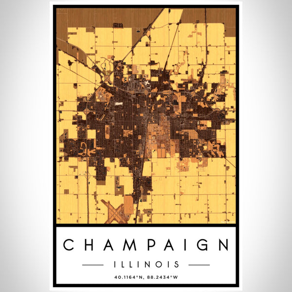 Champaign - Illinois Map Print in Ember