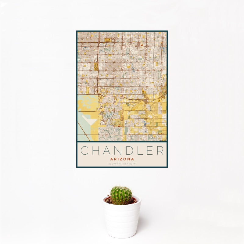 Chandler - Arizona Map Print in Woodblock