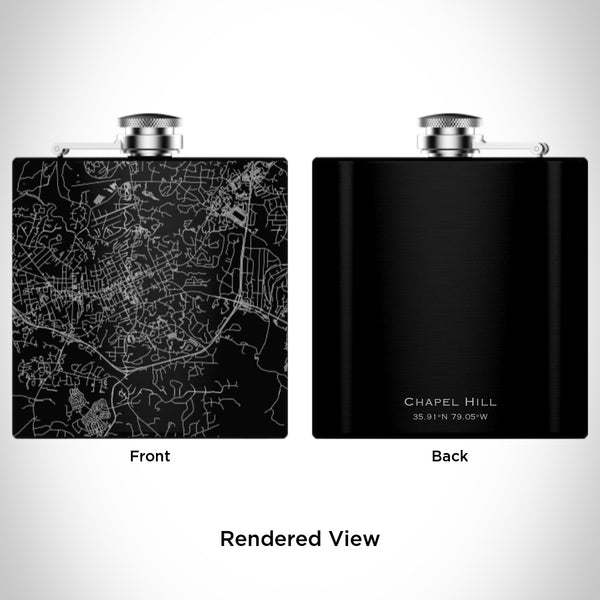 Chapel Hill - North Carolina Map Hip Flask in Matte Black