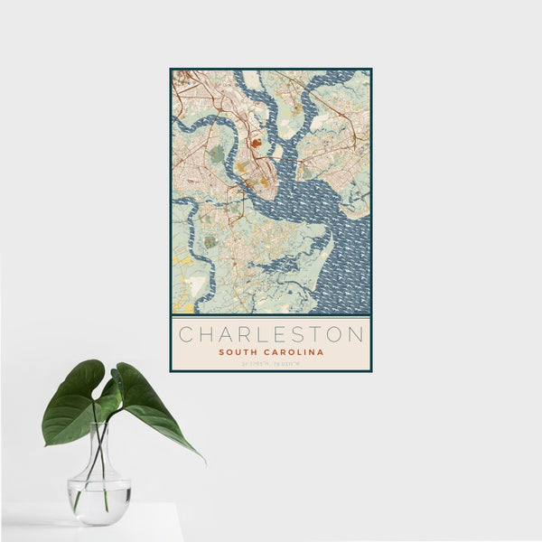 Charleston - South Carolina Map Print in Woodblock