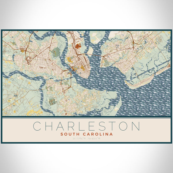 Charleston - South Carolina Map Print in Woodblock