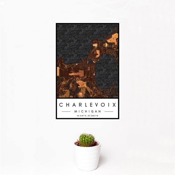 Charlevoix - Michigan Map Print in Ember
