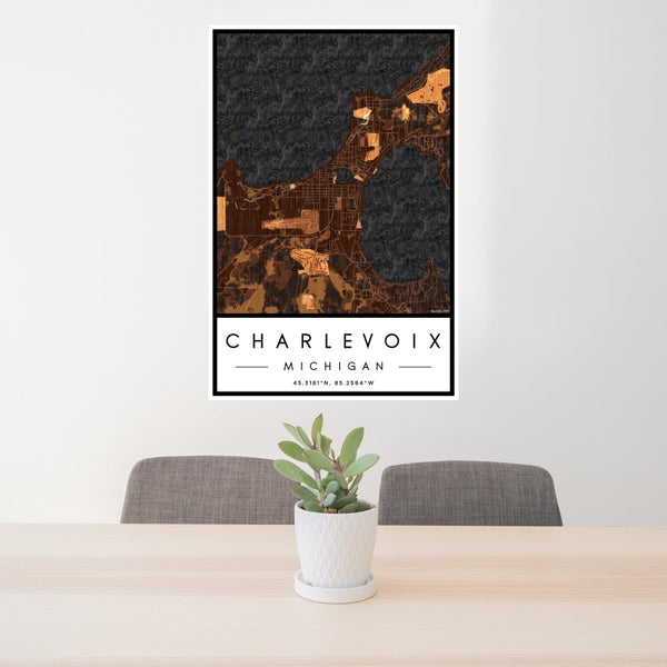 Charlevoix - Michigan Map Print in Ember