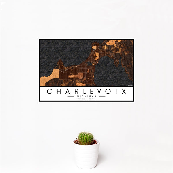 Charlevoix - Michigan Map Print in Ember