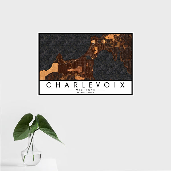 Charlevoix - Michigan Map Print in Ember