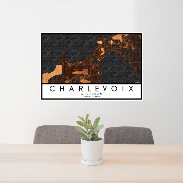 Charlevoix - Michigan Map Print in Ember